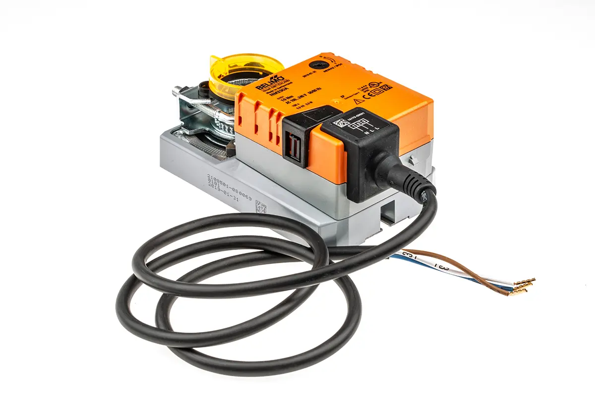 Produktfoto 1 von Belimo 2 m² Drosselklappenantrieb, 10 Nm Hilfsschalter integriert, Offen/Geschlossen, 2.5 W, 240 V ac