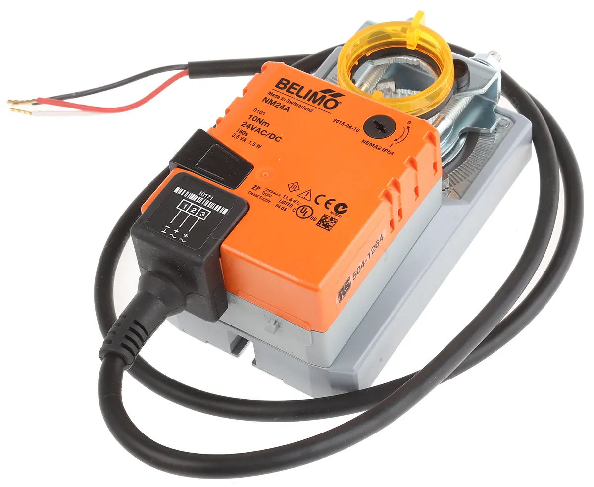 Produktfoto 1 von Belimo 2 m² Drosselklappenantrieb, 10 Nm Hilfsschalter integriert, Offen/Geschlossen, 1.5 W, 24 V ac/dc
