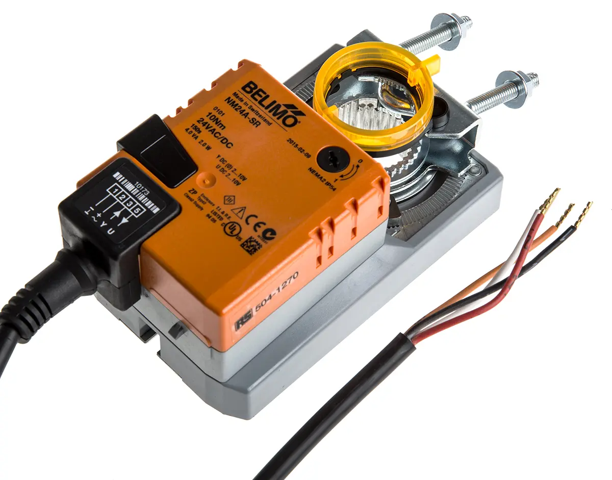 Produktfoto 1 von Belimo 2 m² Drosselklappenantrieb, 10 Nm Hilfsschalter integriert, Modulierend, 2 W, 24 V ac/dc