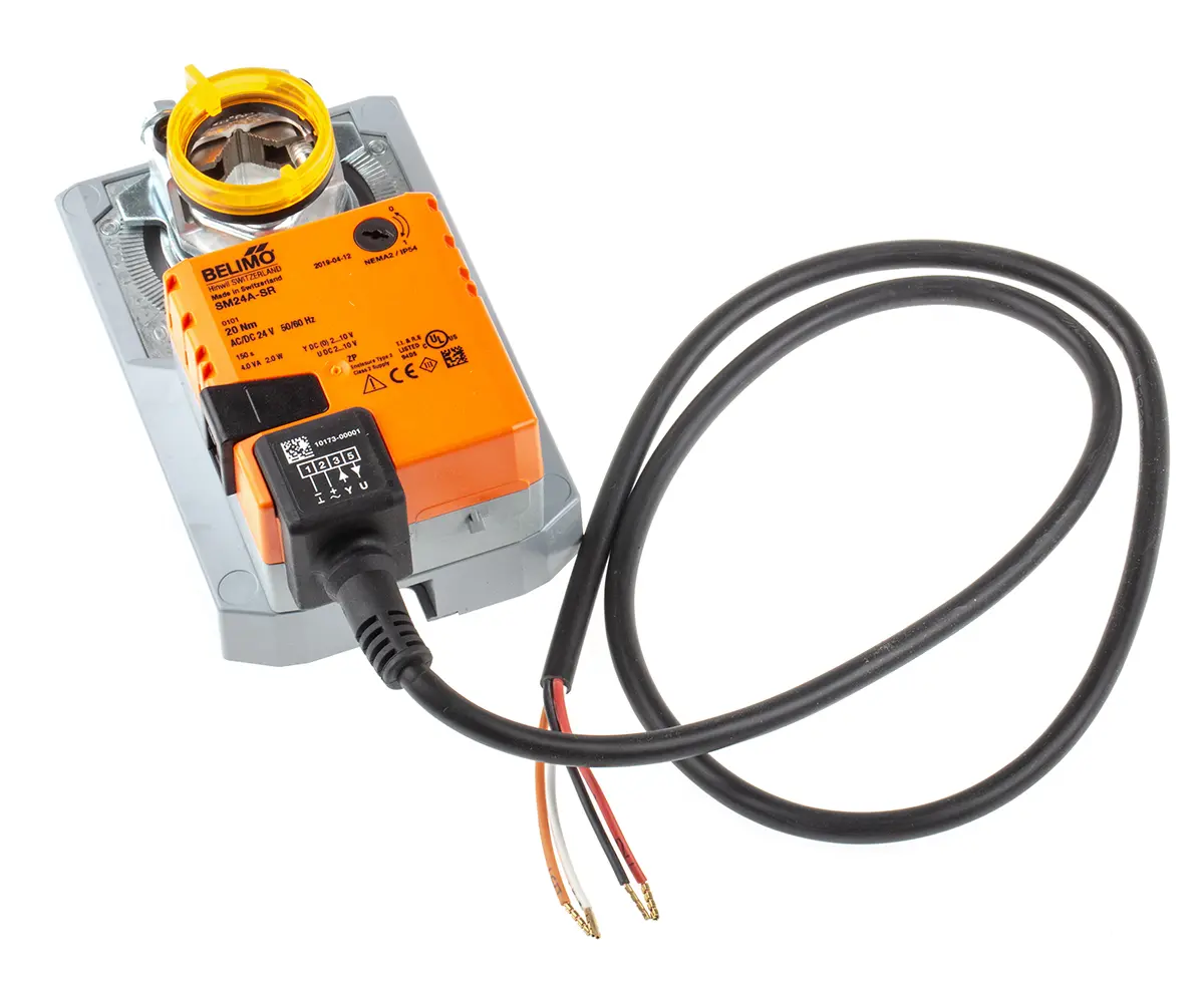 Produktfoto 1 von Belimo 4 m² Drosselklappenantrieb, 20 Nm Hilfsschalter integriert, Modulierend, 2 W, 24 V ac/dc