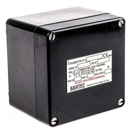 Produktfoto 1 von Bartec GB Polyester Abzweigdose Schwarz IP66 9 ATEX Breite 120mm Höhe 90 mm Länge 122 mm