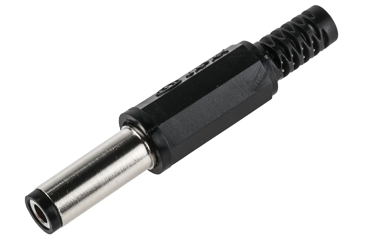 Produktfoto 1 von Lumberg XNES/J Gerade Hohlstecker DC-Stecker Nickel 1A 12.0 V, Innen-Ø 2.5 mm / Außen 5.5 mm Außen-ø  x 43 mm, Kabel