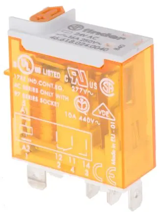 Produktfoto 1 von Finder 46 Leistungsrelais 24V ac Spule 1-poliger Umschalter 16A 320 Ω 1.2 W