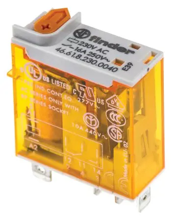 Produktfoto 1 von Finder 46 Relais 230V ac Spule 1-poliger Umschalter 16A 28 kΩ 1.2 W