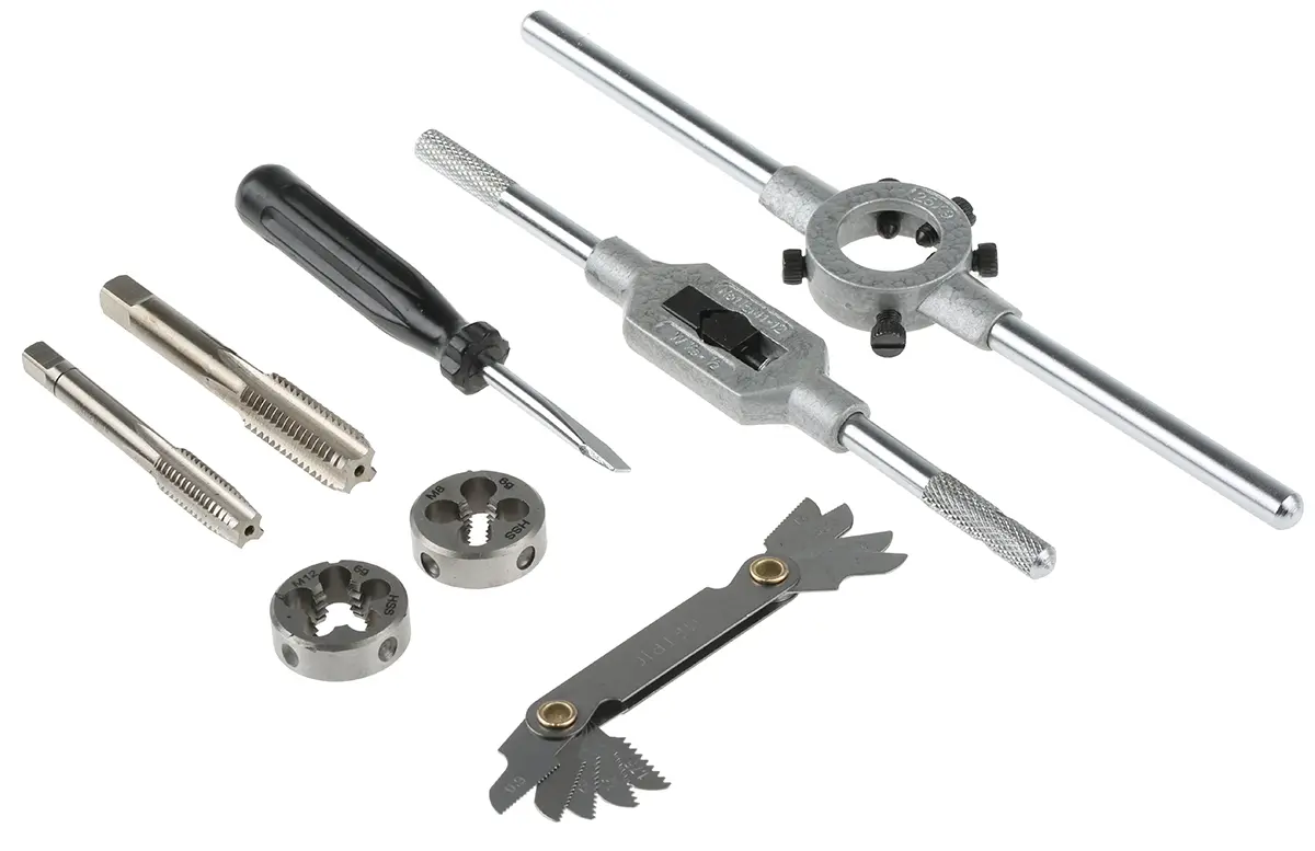 EVENTUS HSS Gewindebohrer- und Matrizensatz, 16-teilig Gewindebohrer M3 → M12, Matrizen M3 → M12