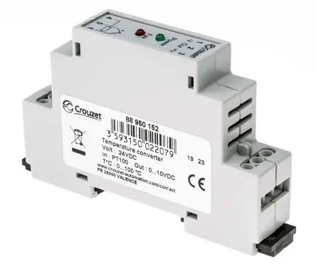 Produktfoto 1 von Crouzet Serie Millenium 2 Plus Signalwandler 24V dc, Widerstands-Temperaturfühler (RTD) 0 → 100 °C EIN / Spannung 0 → 10