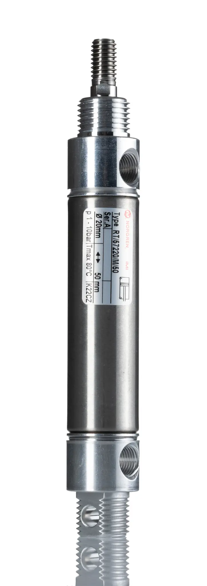 Produktfoto 1 von Norgren RT57200M Pneumatikzylinder 50 mm Doppeltwirkend, Bohrung Ø 20 mm, bis 1 bar
