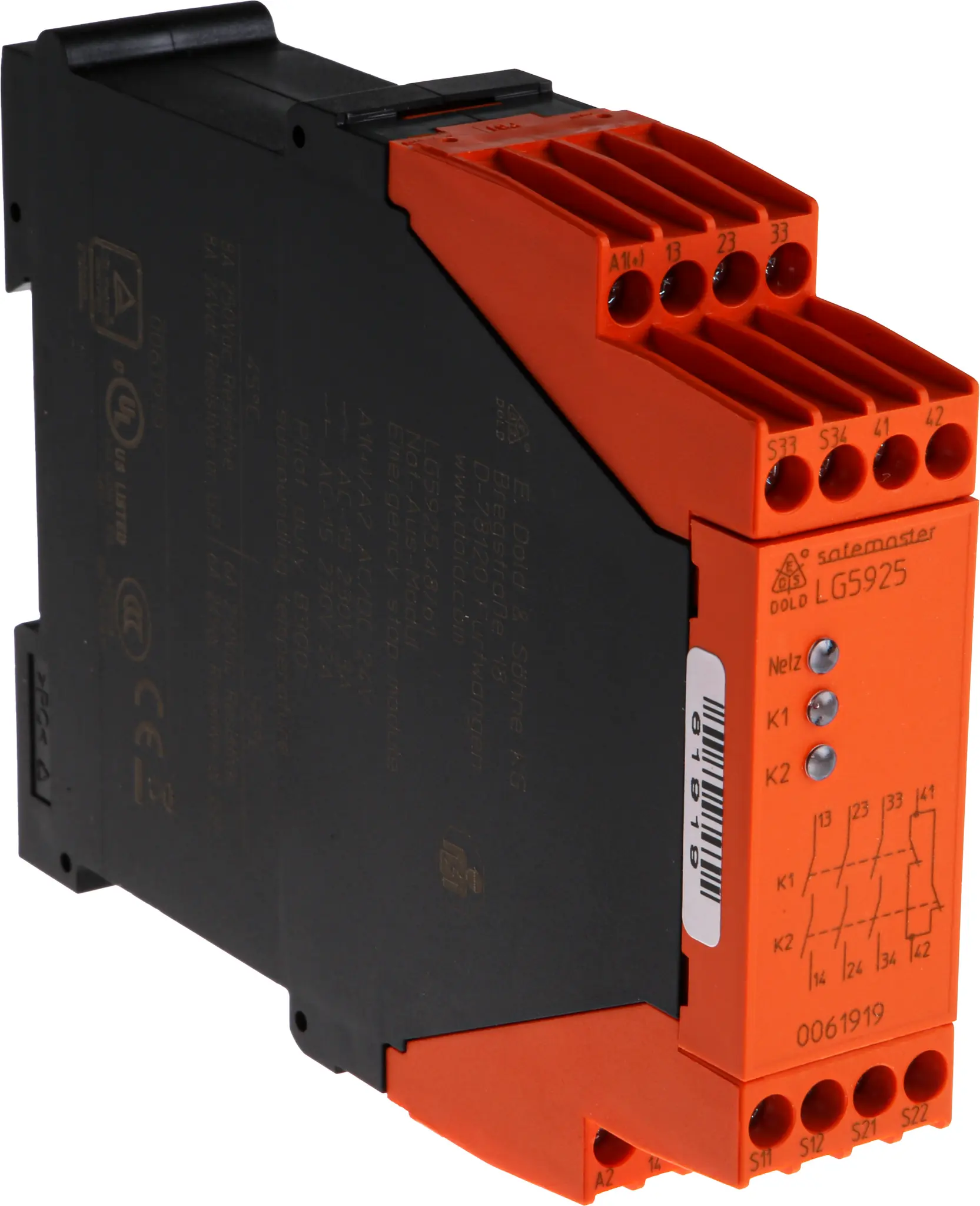 Produktfoto 1 von Dold LG 5925 Ausgangsmodul, 24 V ac/dc 3 Schließer/Öffner, 4 Eingänge / 2 Ausgänge