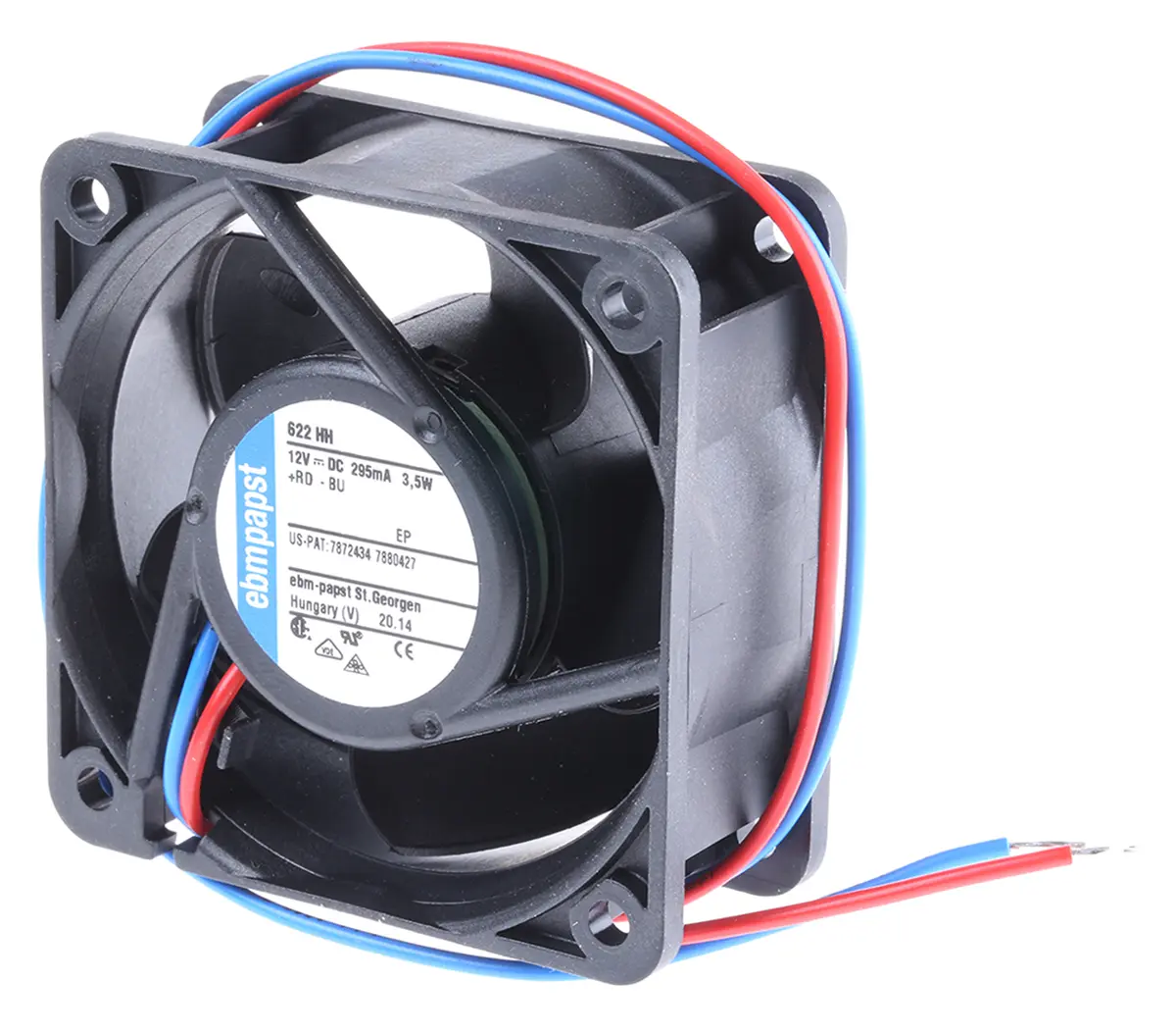 Produktfoto 1 von ebm-papst 620 DC-Axiallüfter, Kugellager, 12 V dc / 3.5W, 60 x 60 x 25mm, 8200U/min, 56m³/h