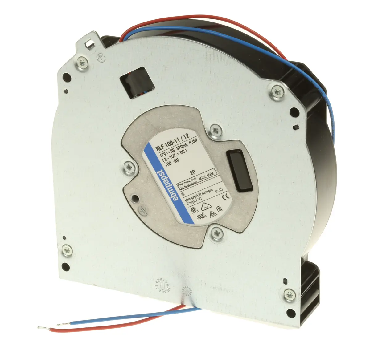 Produktfoto 1 von ebm-papst RLF 100 Radialgebläse, radial, 12 V dc, DC, 64m³/h, 64dB, 127 x 127 x 25.4mm, 5100U/min, Kugellager