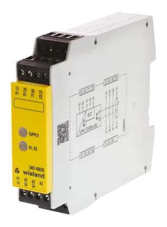 Produktfoto 1 von Wieland SNO 4003 Sicherheitsrelais 24V ac/dc, 3 Sicherheitskontakte, 1 Hilfsschalter, Überwacht EN SIL IEC 61508