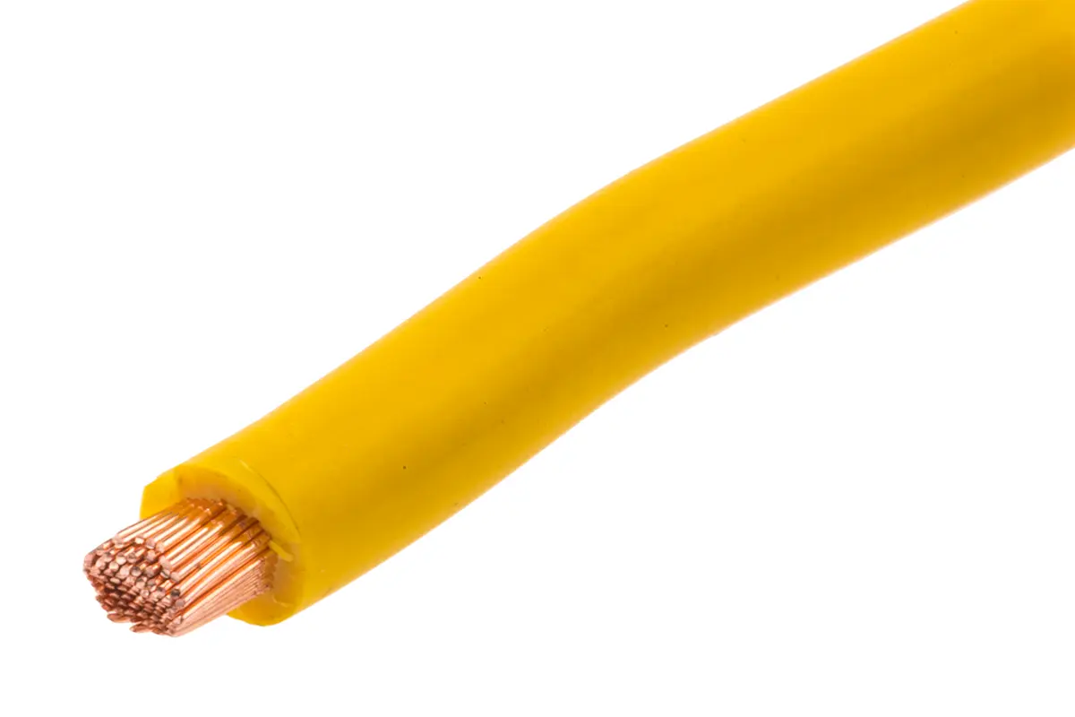 Produktfoto 1 von RS PRO FLEXIBLE BK Schaltdraht 6 mm², 9 AWG 25 m Gelb Ø 4.9 mm 80 Litzen Polyvinylchlorid