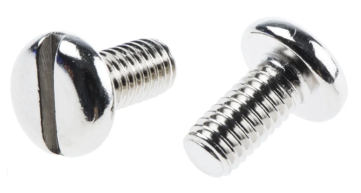 Produktfoto 1 von RS PRO Linsenkopf Schlitz Schrauben Vernickelt, M6 x 12.0mm Messing