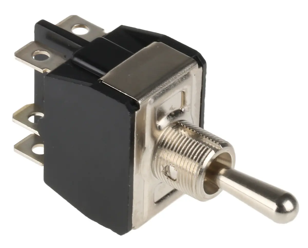 Produktfoto 1 von APEM Panel Kippschalter 2-poliger Wechsler, Ein-Aus-Ein, 24 V dc, 250 V ac, 15A, Stecker