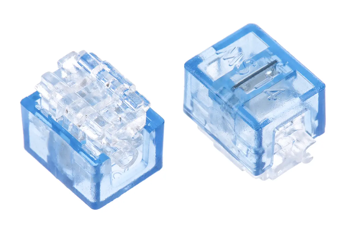 Produktfoto 1 von RS PRO UB Spleißverbinder, Wasserhahn, Blau, Weiß Isoliert, Ø 9.2 mm, Ges.L 12.5 mm, 22 AWG max.