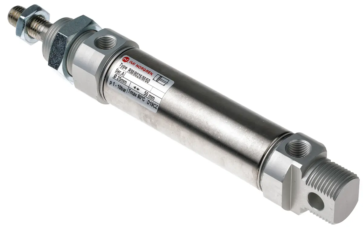 Produktfoto 1 von Norgren RM 802 Magnetspulen-Steckverbinder 50 mm Doppeltwirkend, Bohrung Ø 25 mm, bis 10 bar