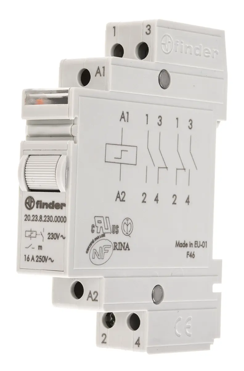 Produktfoto 1 von Finder 20 Stromstoßschalter modular DIN-Hutschiene, 230 V ac Spule, max. 16 A, 250 V ac, Schraube