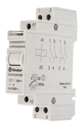 Produktfoto 1 von Finder 20 Stromstoßschalter modular DIN-Hutschiene, 230V ac Spule, max. 16A, 250V ac, Schraube