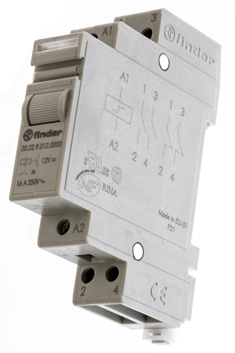 Produktfoto 1 von Finder 20 Stromstoßschalter modular DIN-Hutschiene, 12 V dc Spule, DPST, max. 16 A, 250 V ac, Schraube