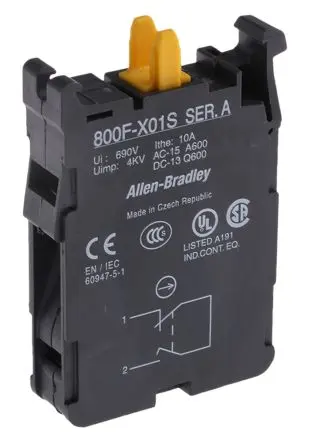 Produktfoto 1 von Allen Bradley 800F Kontaktblock 1 Öffner 690V Schraube
