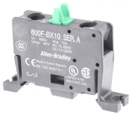 Produktfoto 1 von Allen Bradley 800F Kontaktblock 1 Schließer 600V Schraube