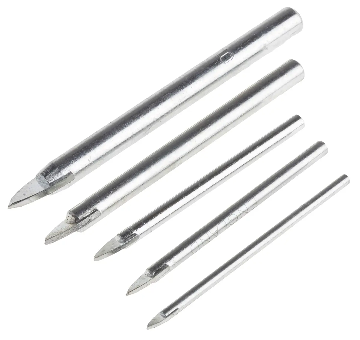Produktfoto 1 von RS PRO Carbidspitze Glas Satz 4 mm → 8 mm, 5-teilig für Mauerwerk
