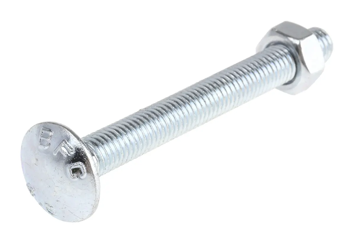 Produktfoto 1 von RS PRO Schlossschrauben Güte 4,8 Stahl Glanzzink Metrisch x 75 mm x 100 mm