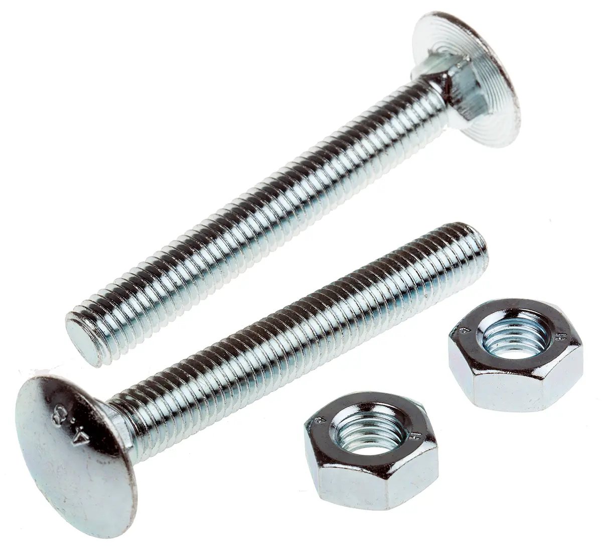 Produktfoto 1 von RS PRO Schlossschrauben Güte 4,8 Stahl Glanzzink Metrisch x 75 mm x 100 mm