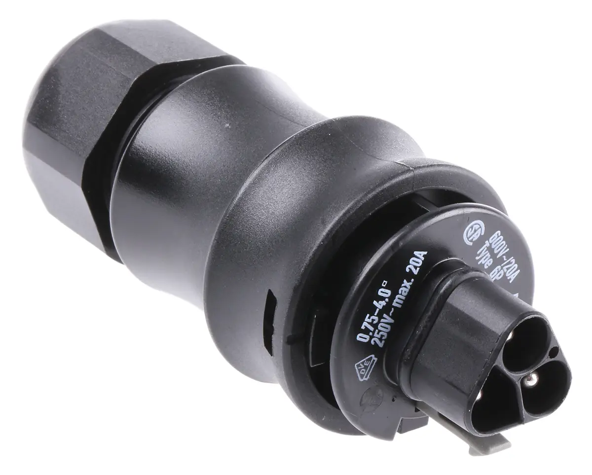 Produktfoto 1 von Wieland Stecker RST20i3 Leuchtensteckverbinder, Rundsteckverbinder, Kontakte: 3, Kabelmontage, 20A, Schwarz, 0,75 6 mm²