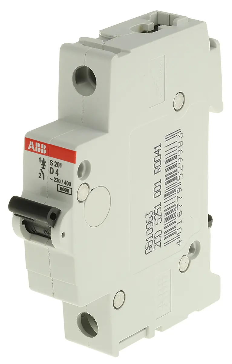 Produktfoto 1 von ABB System Pro M Compact Miniaturüberlastschalter Typ D, Pol 1-polig 4 A 253 V ac, Abschaltvermögen 6 kA System Pro M