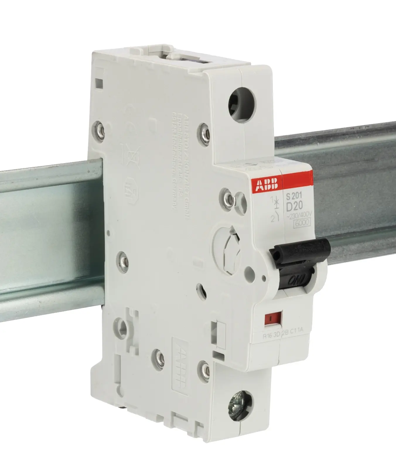 Produktfoto 1 von ABB System Pro M Compact Miniaturüberlastschalter Typ D, Pol 1-polig 20 A 253 V ac, Abschaltvermögen 6 kA System Pro M