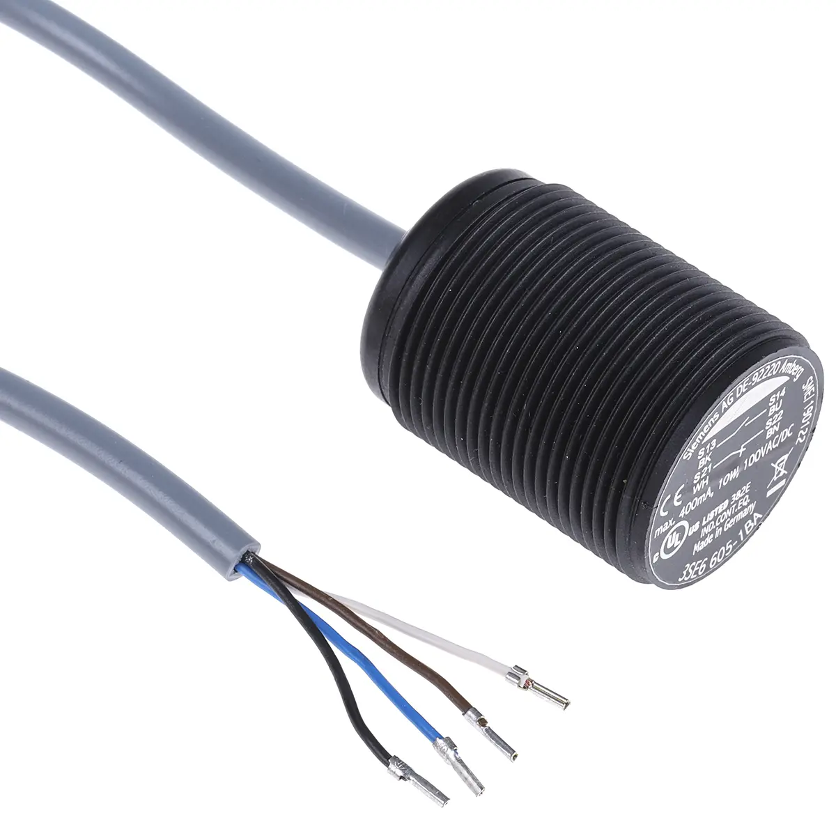 Produktfoto 1 von Siemens Sirius 3SE6 3m Kabel Berührungsloser Sicherheitsschalter aus Kunststoff 100V ac, Schließer/Öffner, Einmalig