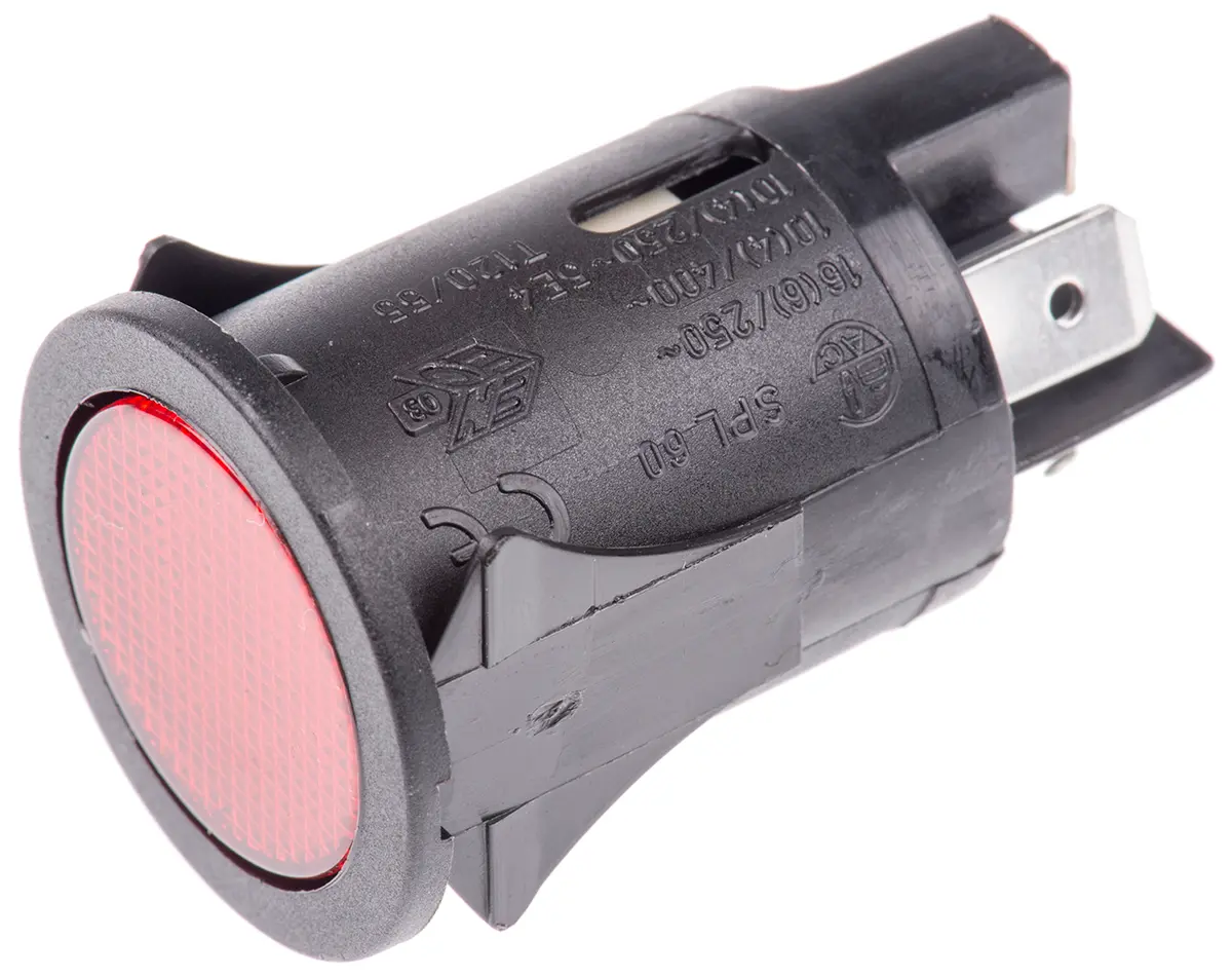Produktfoto 1 von Molveno SP Druckschalter Rot Beleuchtet Rastend Panel Ø 25 mm, DPST / 16 A 250 V ac, IP40, IP40