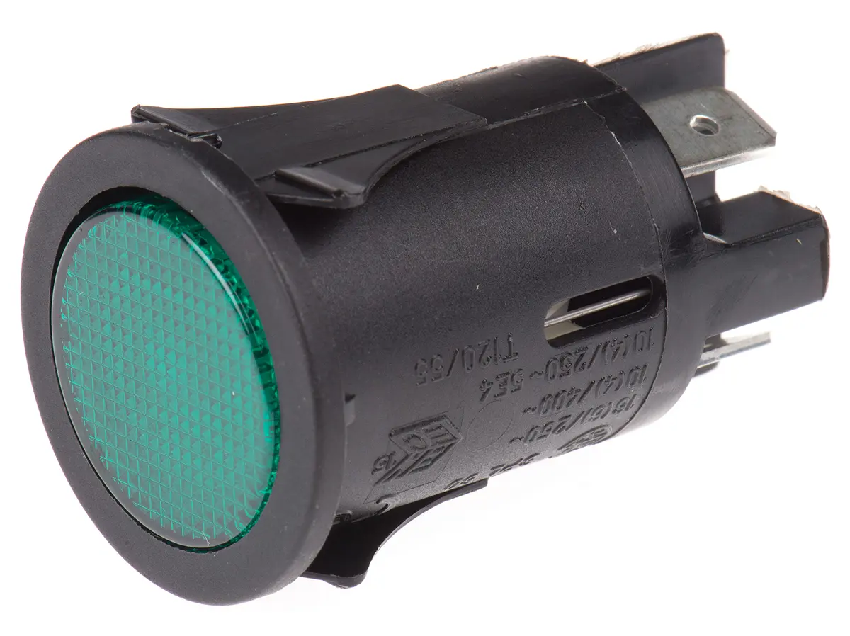 Produktfoto 1 von Molveno SP Druckschalter Grün Beleuchtet Rastend Panel Ø 25 mm, DPST / 16 A 250 V ac, IP40, IP40