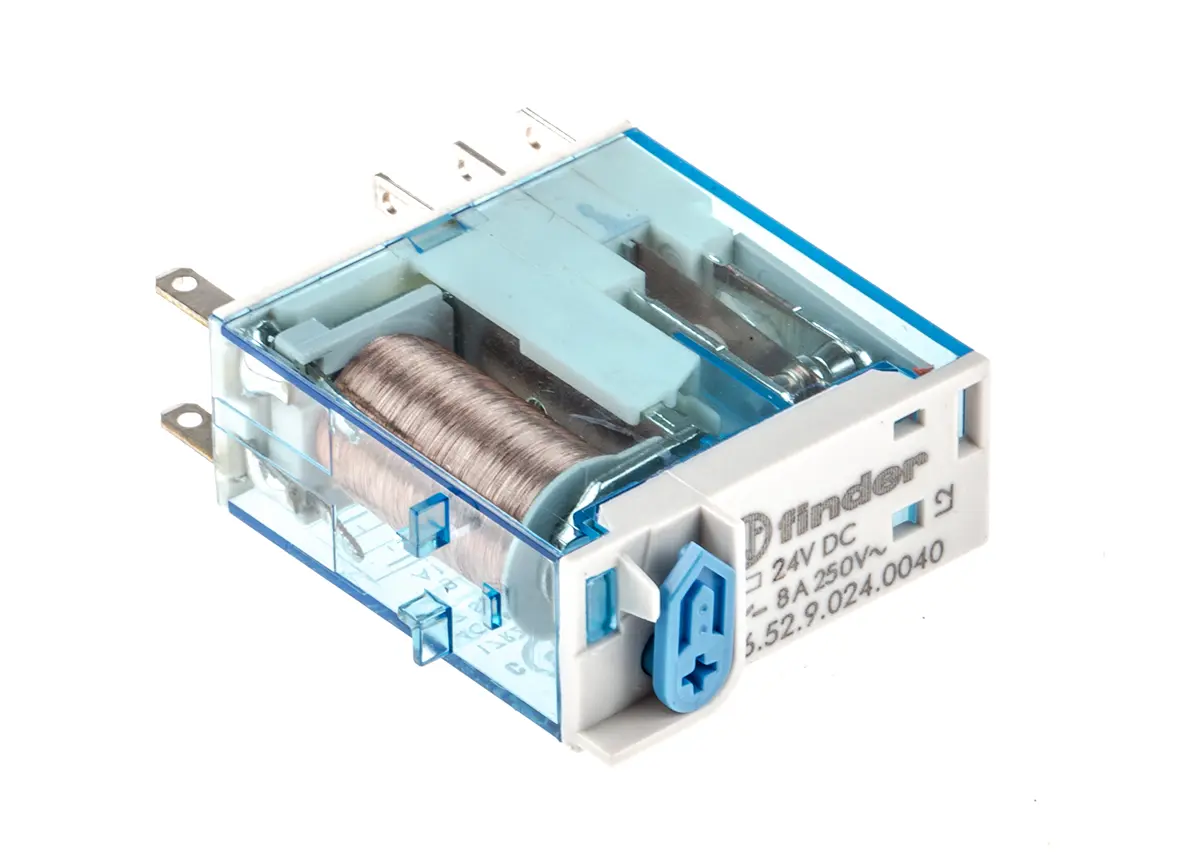 Produktfoto 1 von Finder Relais 24V dc Spule 2-poliger Wechsler Steckrelais 8A 1200Ω 500mW Monostabiles Relais
