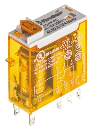 Produktfoto 1 von Finder 46 Leistungsrelais 24V ac Spule 2-poliger Umschalter 8A 320 Ω 1.2 W