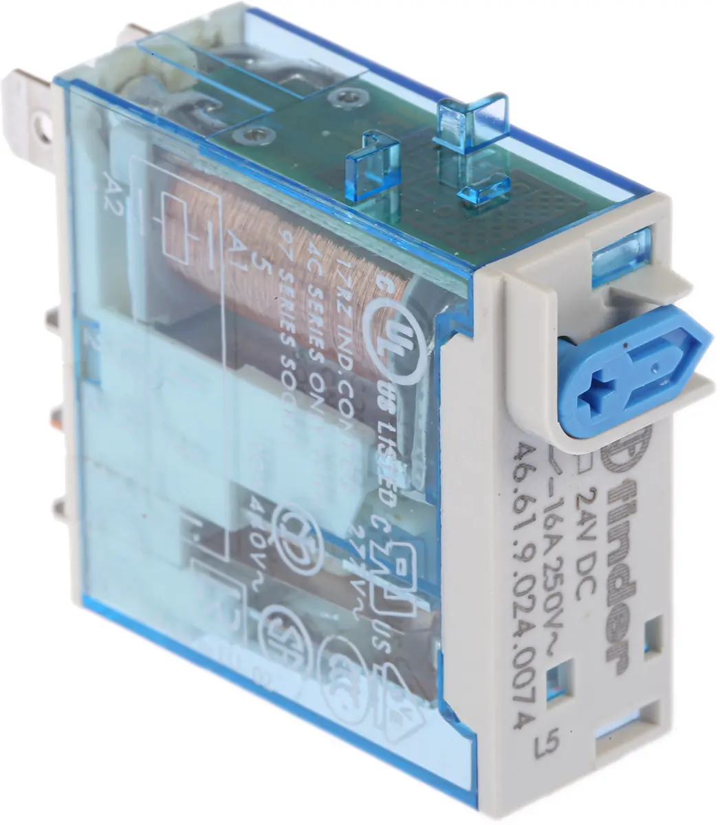 Produktfoto 1 von Finder 24V dc Spule 1-poliger Wechsler Steckrelais 16A 1200Ω 500mW Monostabiles Relais
