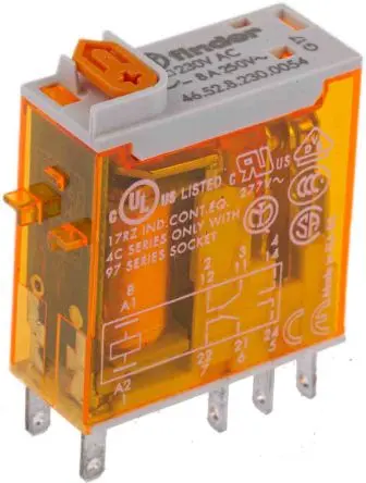 Produktfoto 1 von Finder 46 Leistungsrelais 230V ac Spule 2-poliger Umschalter 8A 28 kΩ 1.2 W