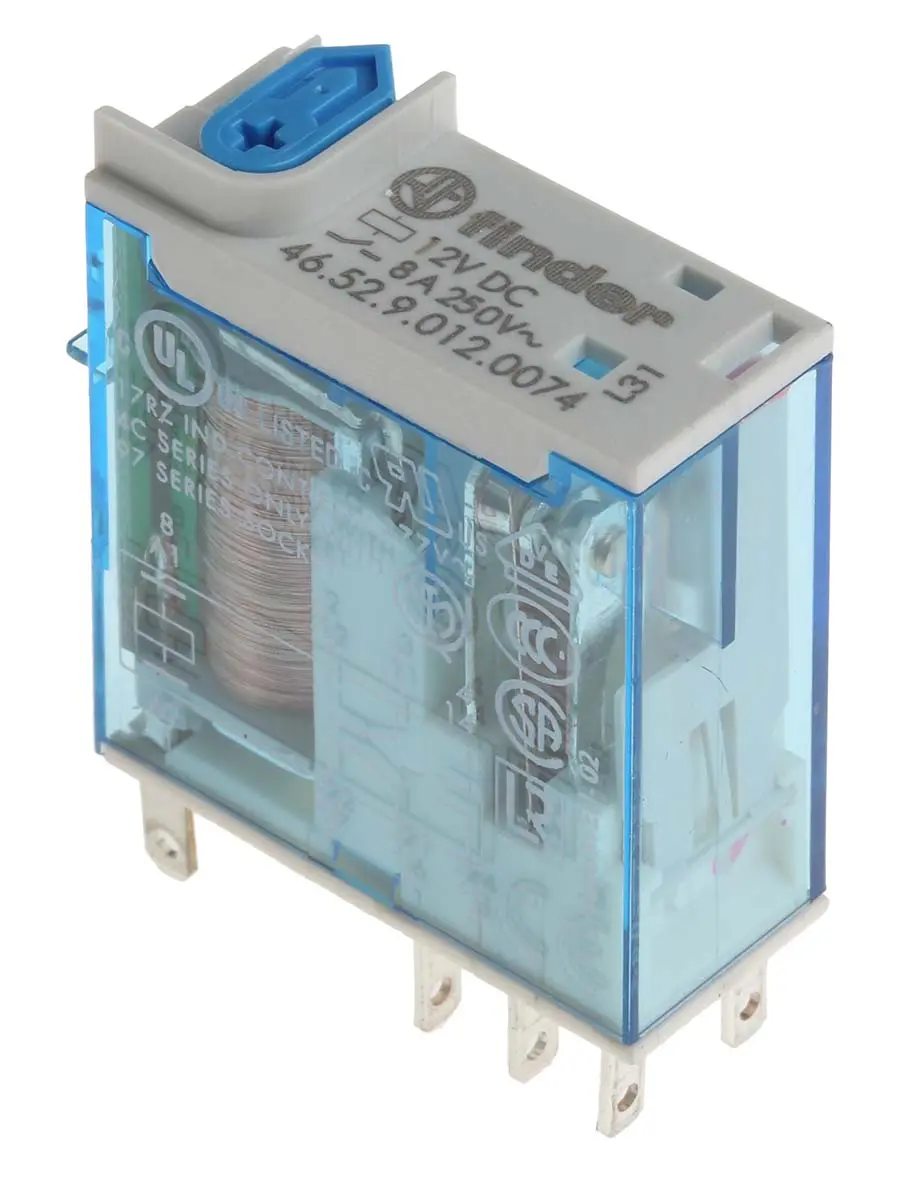 Produktfoto 1 von Finder 12V dc Spule 2-poliger Wechsler Printrelais 8A 300Ω 500mW Monostabiles Relais