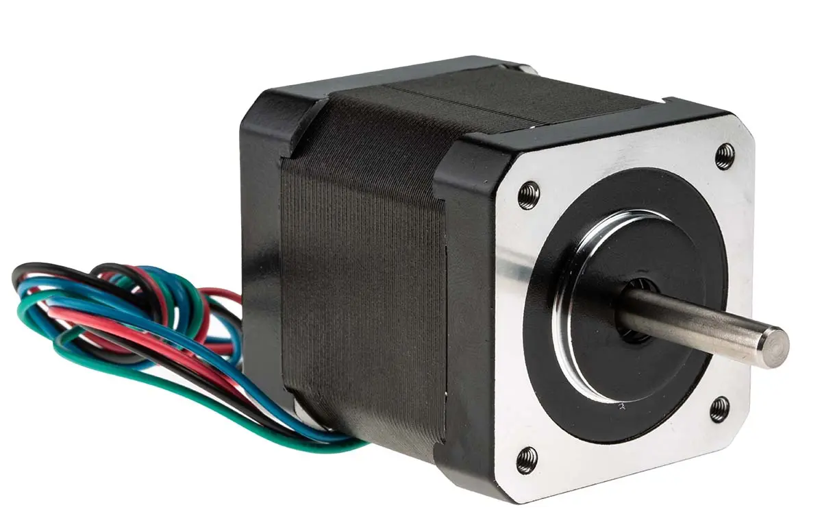 Produktfoto 1 von RS PRO Hybrid 0.9 ° Schrittmotor 2.8 V / 1.68 A 0.44 Nm, 42.3 x 42.3 mm Wellen-Ø 5 mm