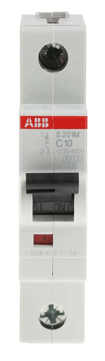 Produktfoto 1 von ABB System Pro M Compact Miniaturüberlastschalter Typ C, Pol 1-polig 10 A 253 V ac, Abschaltvermögen 10 kA System Pro M