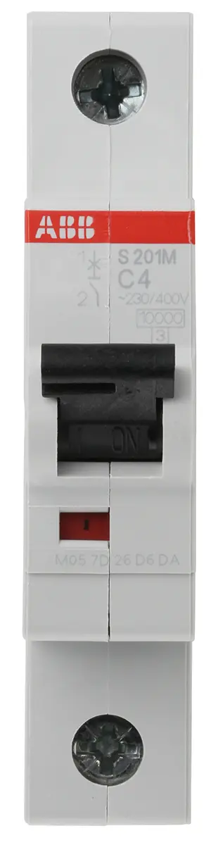Produktfoto 1 von ABB System Pro M Compact Miniaturüberlastschalter Typ C, Pol 1-polig 4 A 253 V ac, Abschaltvermögen 10 kA System Pro M