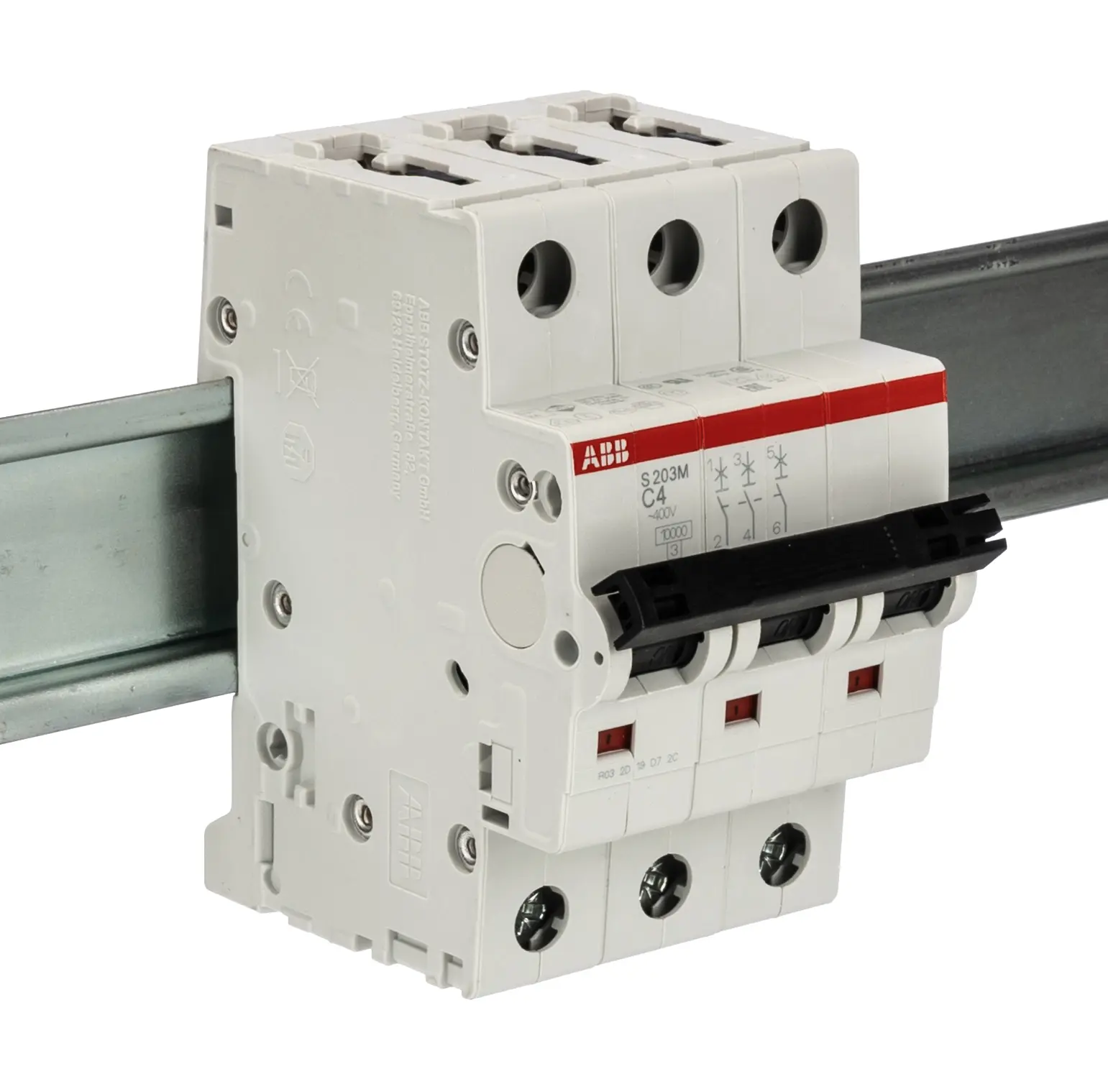 Produktfoto 1 von ABB S200M Miniaturüberlastschalter Typ C, Pol 3-polig 4 A 440 V ac, Abschaltvermögen 10 kA System Pro M Compact