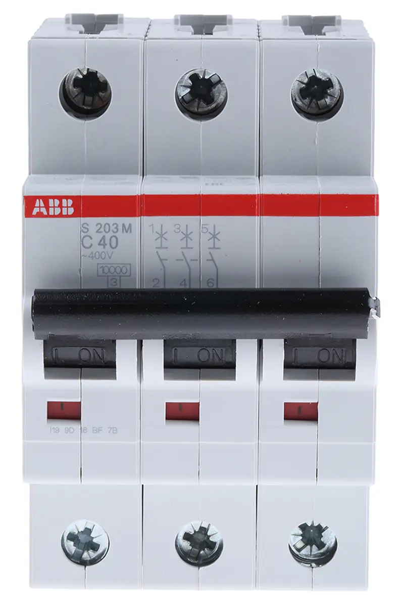 Produktfoto 1 von ABB S200M Miniaturüberlastschalter Typ C, Pol 3-polig 40 A 440 V ac, Abschaltvermögen 10 kA System Pro M Compact 125 V