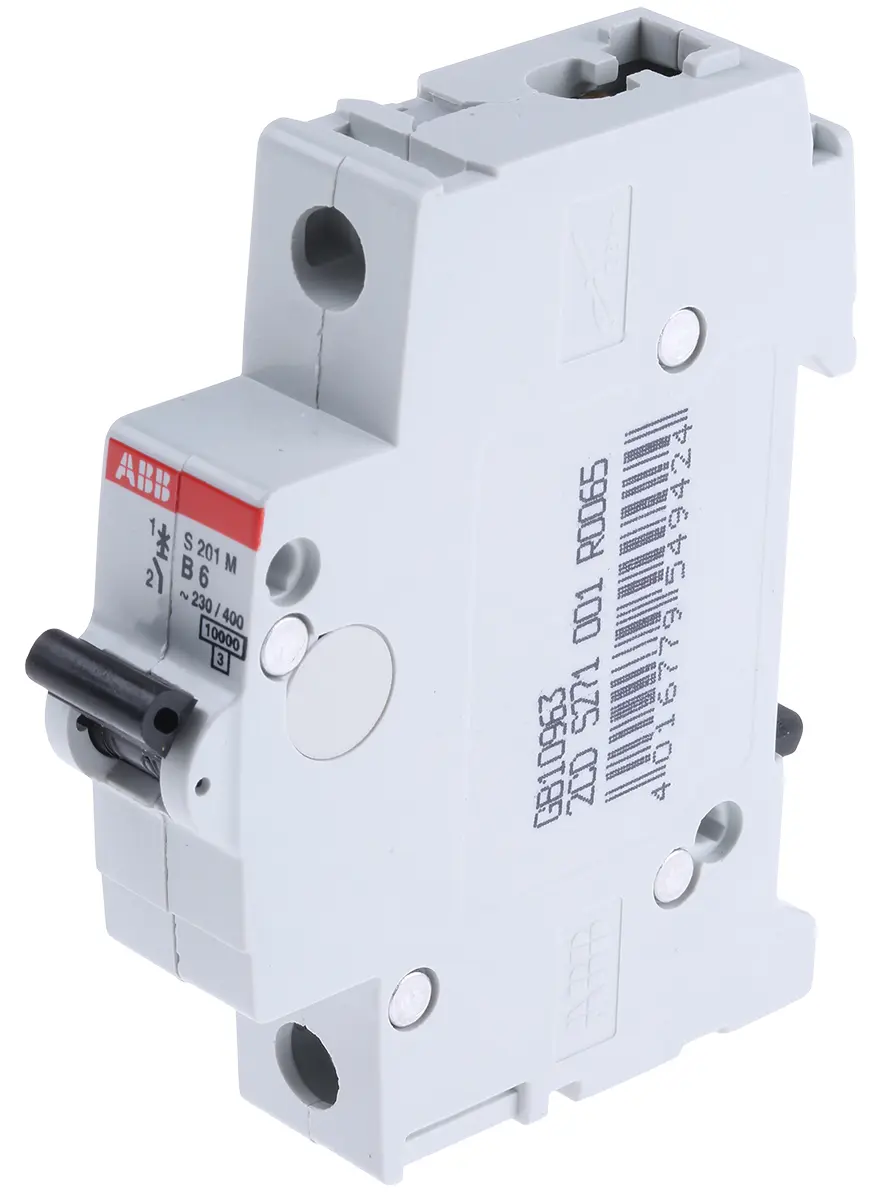 Produktfoto 1 von ABB System Pro M Compact Miniaturüberlastschalter Typ B, Pol 1-polig 6 A 253 V ac, Abschaltvermögen 10 kA System Pro M