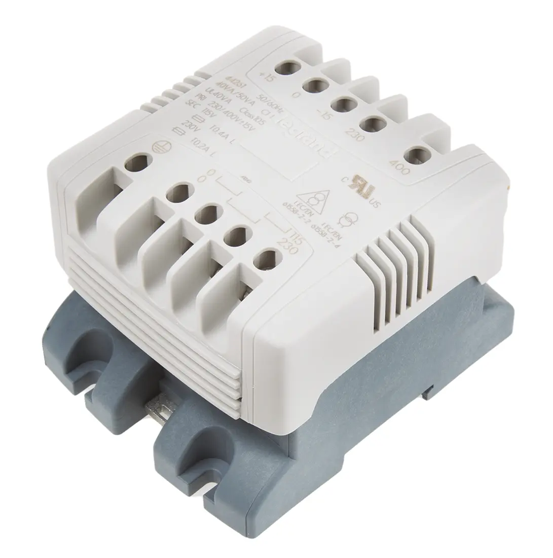 Produktfoto 1 von Legrand 40 VA DIN-Schienen-Trafo, Primär 230 to 400 V ac / Sekundär 230 V DIN-Hutschiene, Schraubanschlussklemme, 113 mm