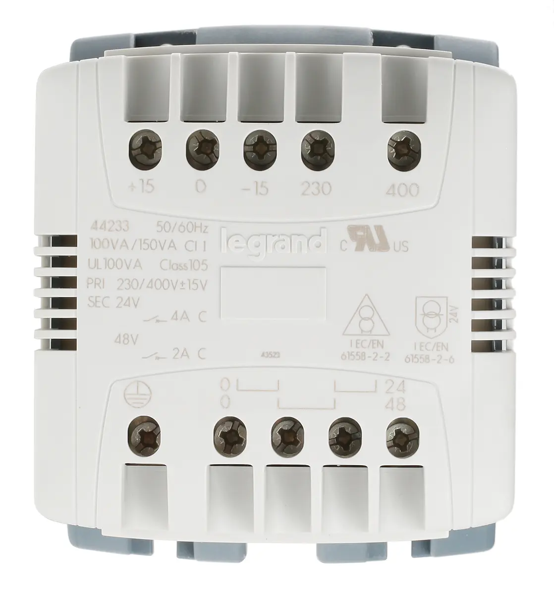Produktfoto 1 von Legrand DIN-Schienen-Trafo, 100VA, Primär 230V ac, 400V ac / Sekundär 24V ac DIN-Hutschiene, 113mm x 94mm x 94mm