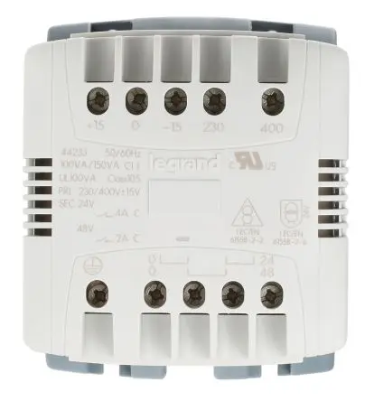Produktfoto 1 von Legrand 100 VA DIN-Schienen-Trafo, Primär 230 to 400 V Schraubanschlussklemme, DIN-Hutschiene