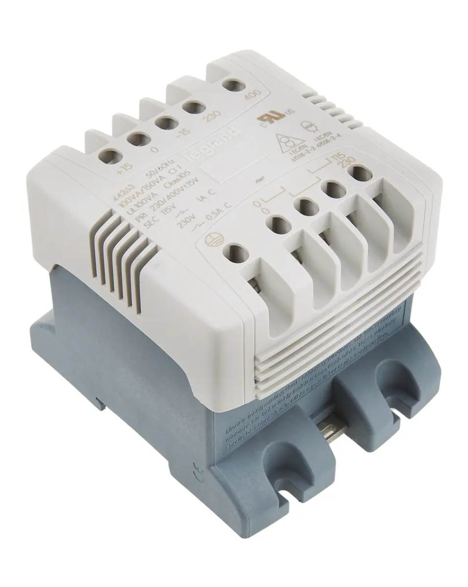 Produktfoto 1 von Legrand DIN-Schienen-Trafo, 100VA, Primär 230V ac, 400V ac / Sekundär 115V ac DIN-Schiene, 113mm x 94mm x 94mm