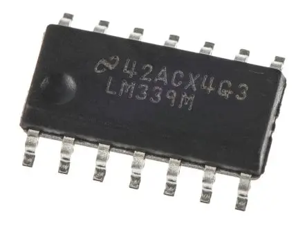 Produktfoto 1 von Texas Instruments Komparator Universal SOIC Open-Collector 1.3 μs 4-Kanal 14-Pin 36V 3 V